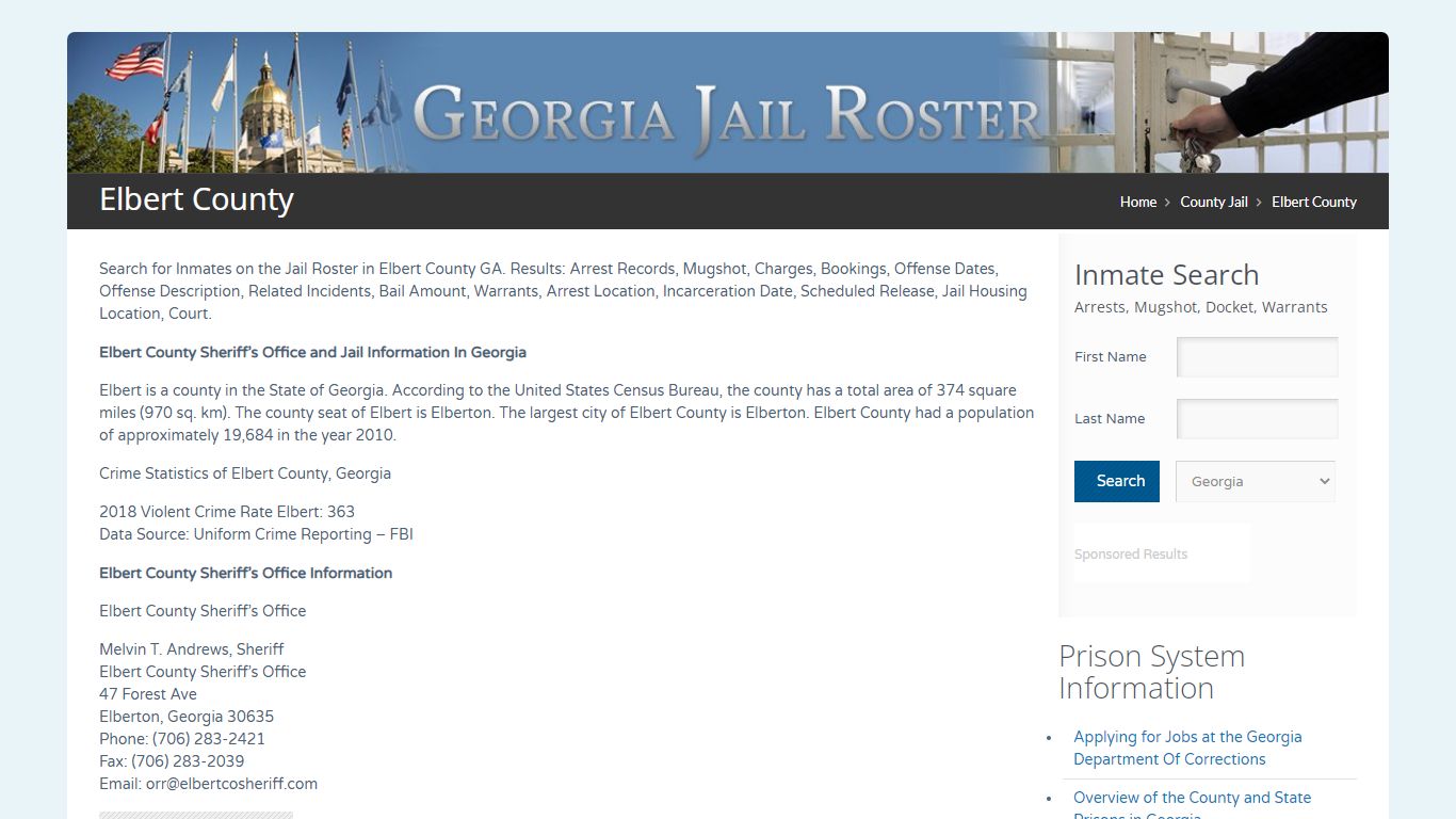 Elbert County | Georgia Jail Inmate Search
